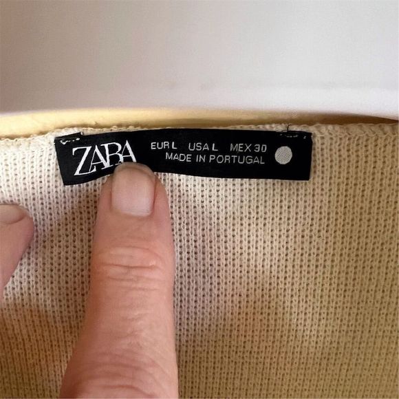 Zara Women's White Knit Wool Blend Crew Neck‎ Shirt Size Large Short Sleeve - Picture 2 of 5